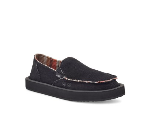 Női Sidewalk Surfers - Sanuk Donna ST Hemp - Sanuk Fekete Cipő TEVYSG504